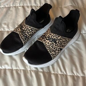 Like new! Adidas black and leopard print slip on sneakers